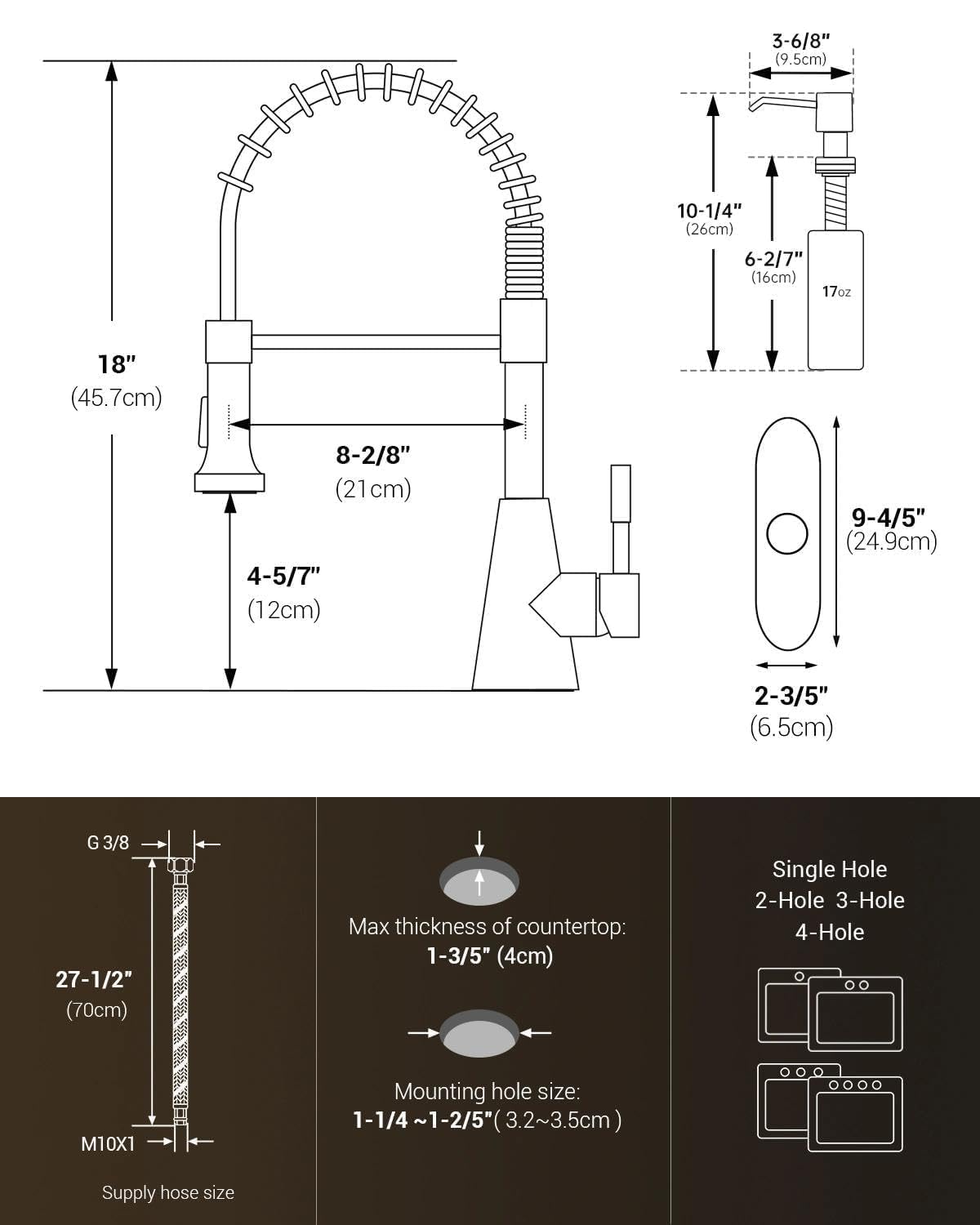 Kitchen Faucet with Soap Dispenser Pull Down Sprayer Brushed Nickel (Brushed Nickel)