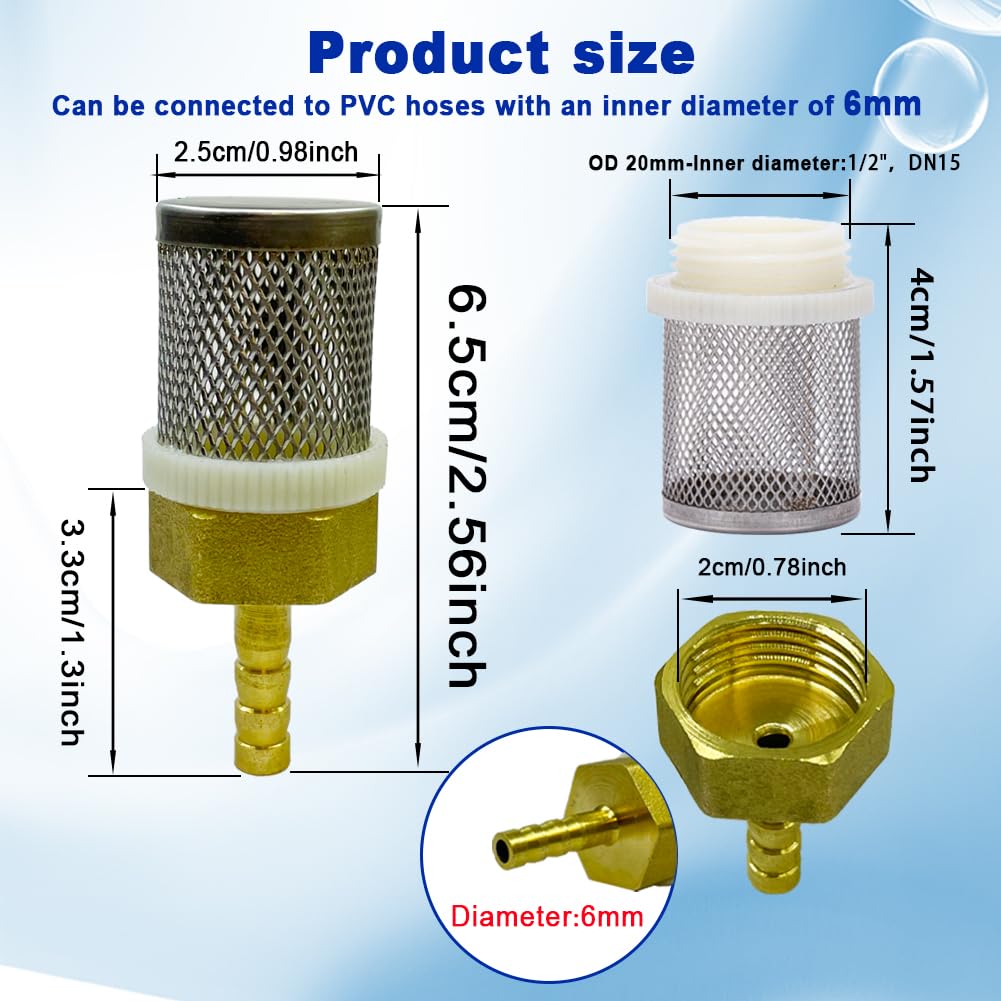 6mm Inline Strainers Filter Copper Tube Joint 6mm Diameter Hose Connection (Diameter 6MM)