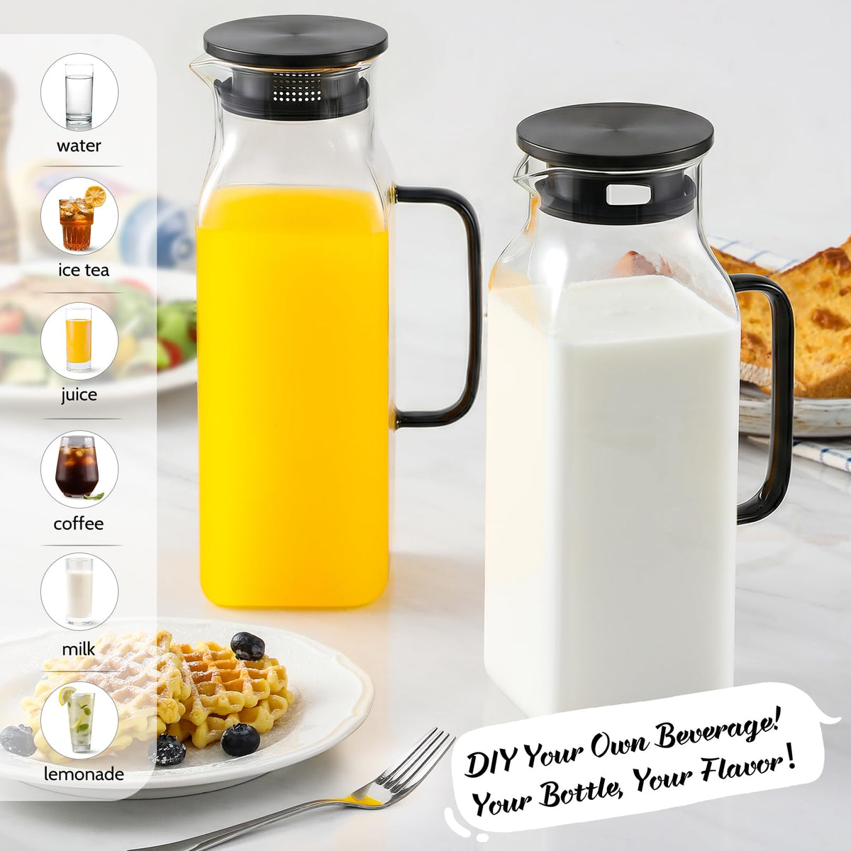 2 Pack 2 Liters (68 oz Black)