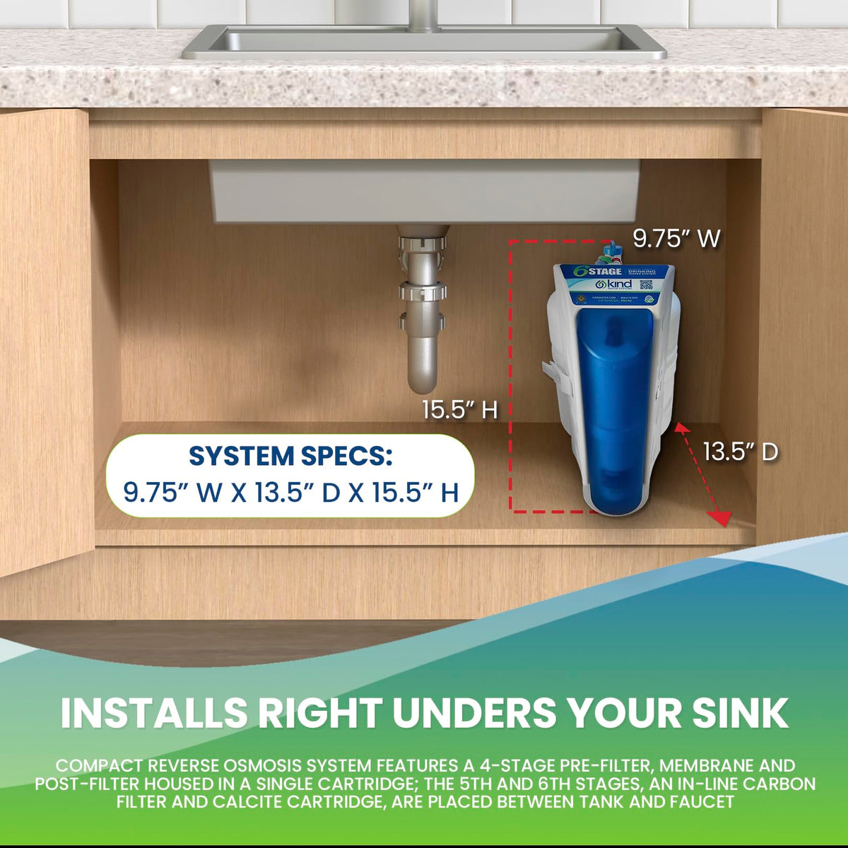 6 Stage Reverse Osmosis Drinking Water System (No Faucet Included / Plain)