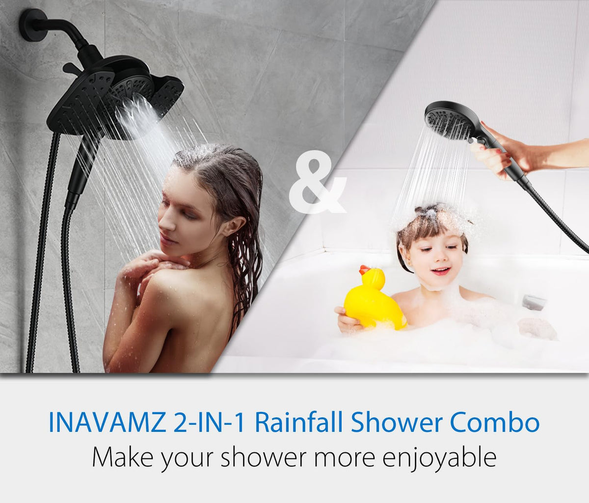 Rain Shower Head with Filtered Handheld Spray Combo Black 2.5 GPM (Black / 2.5 GPM)