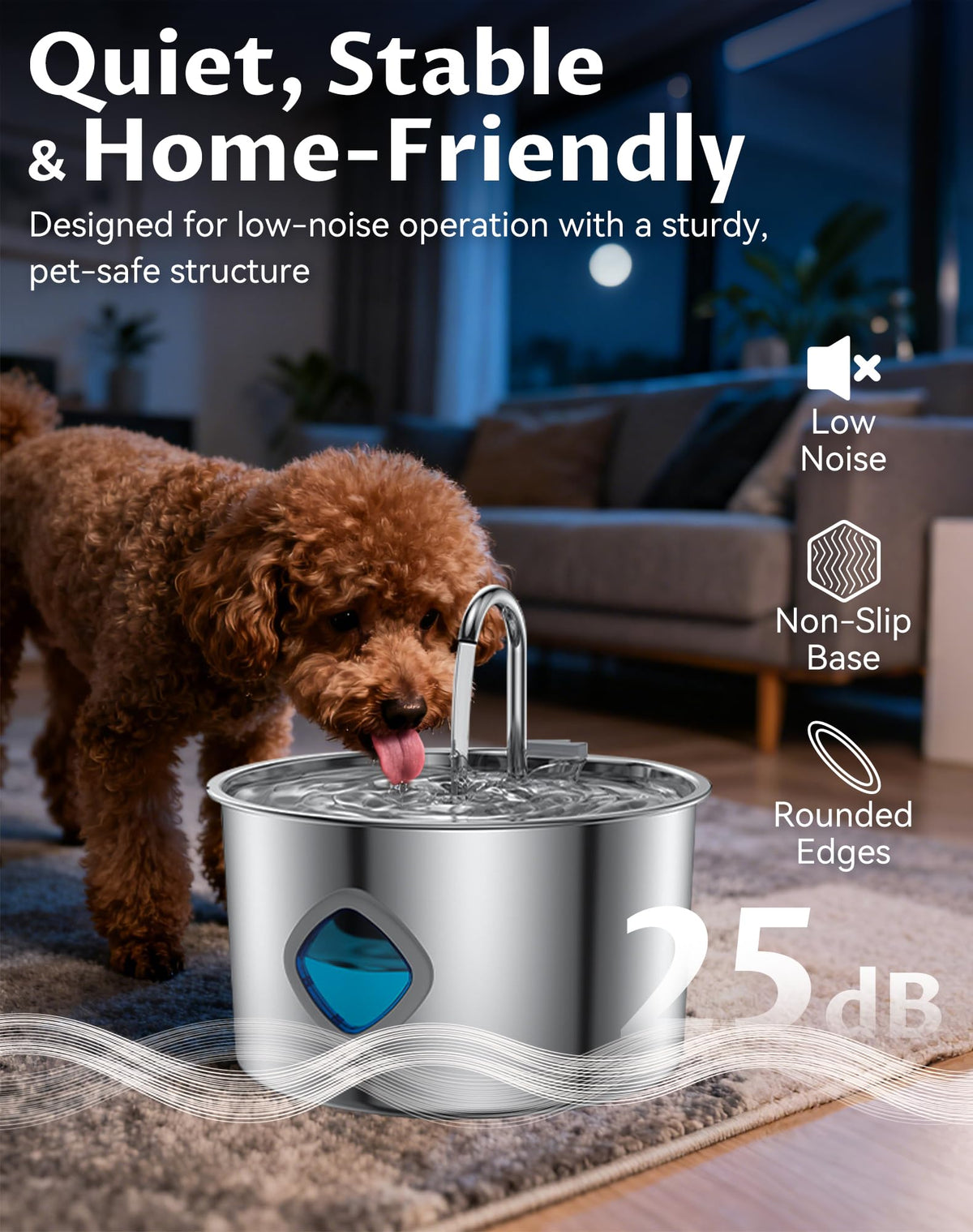 Dog Water Bowl (2Set, 20+20 Filter)