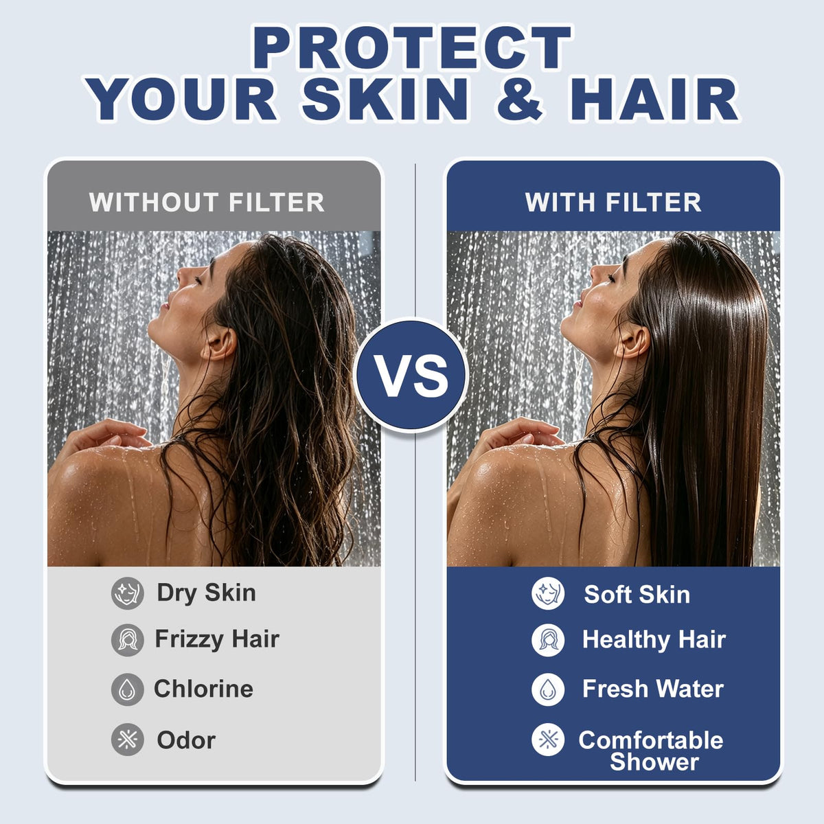 Filtered Shower Head with Filters (Black)