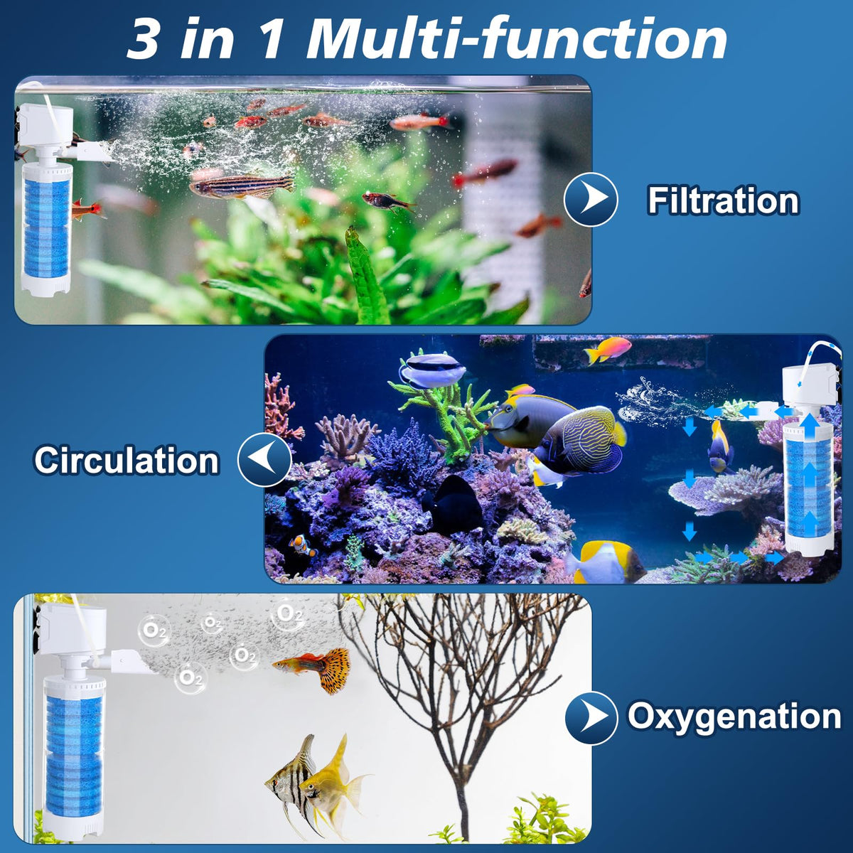 20 100 Gal Multifunction Power Aquarium Filter (13W (for 70-100Gal))