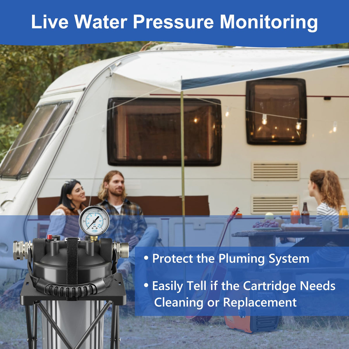 6 Layer RV Water Filter with Stand and 0.5 Micron Filtration
