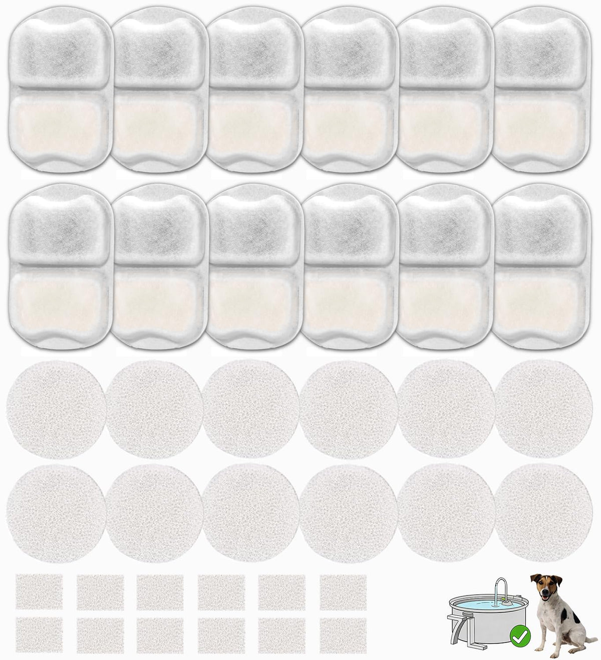 12 Sets Pet Water Fountain Filter Replacement Compatible with Oneisall PWF