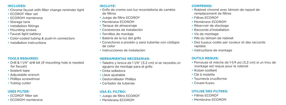 ECOP30 Premium Reverse Osmosis System (3-Stage Reverse Osmosis Water Filter)