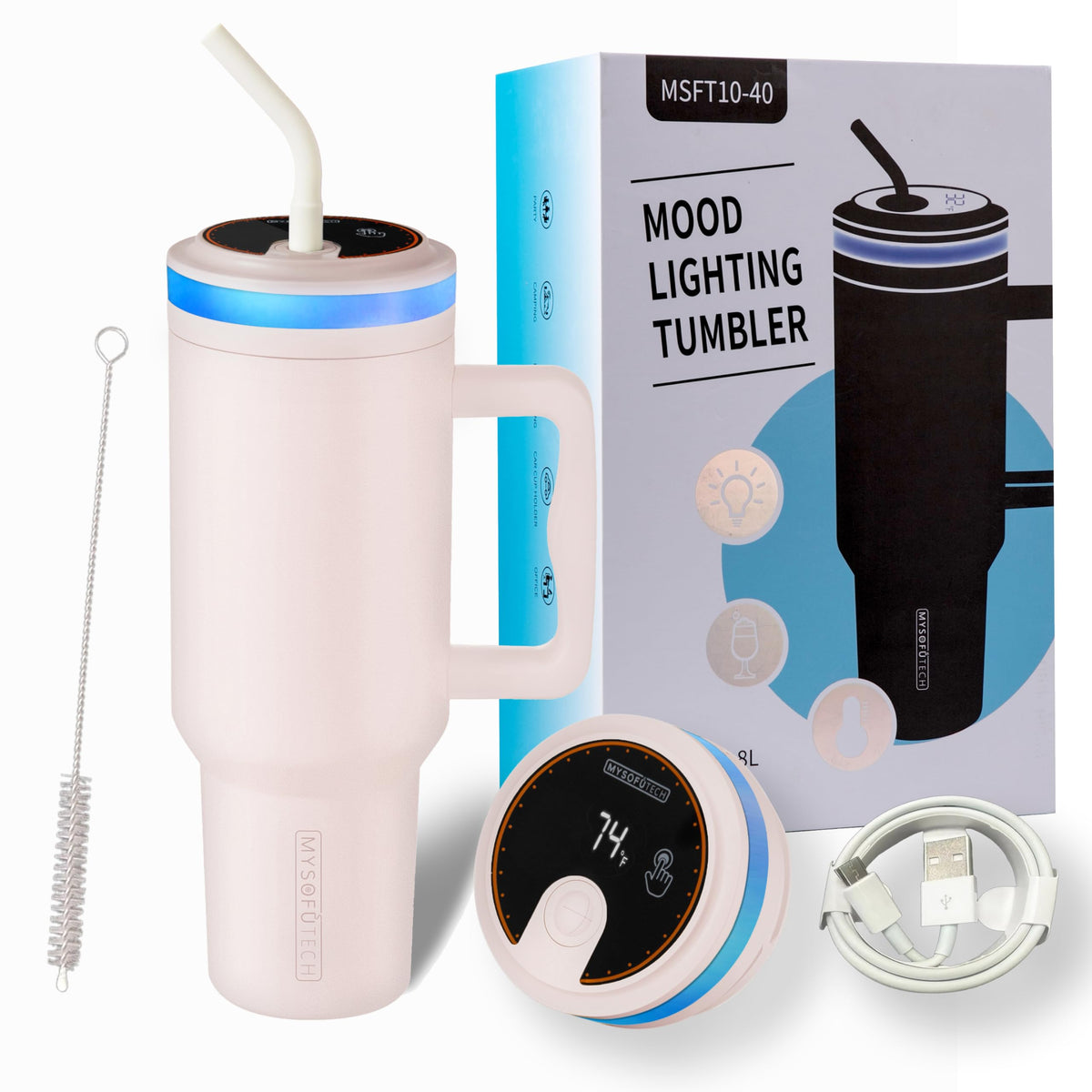 Water Bottle With Alarm Reminder (Rose Quartz)