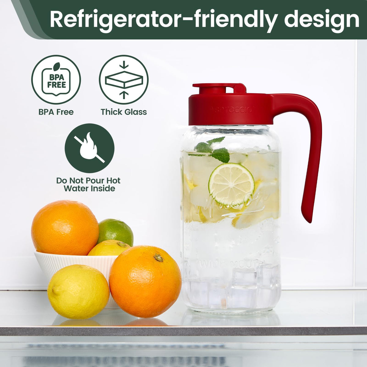 Mason Jar Pitcher (Red)