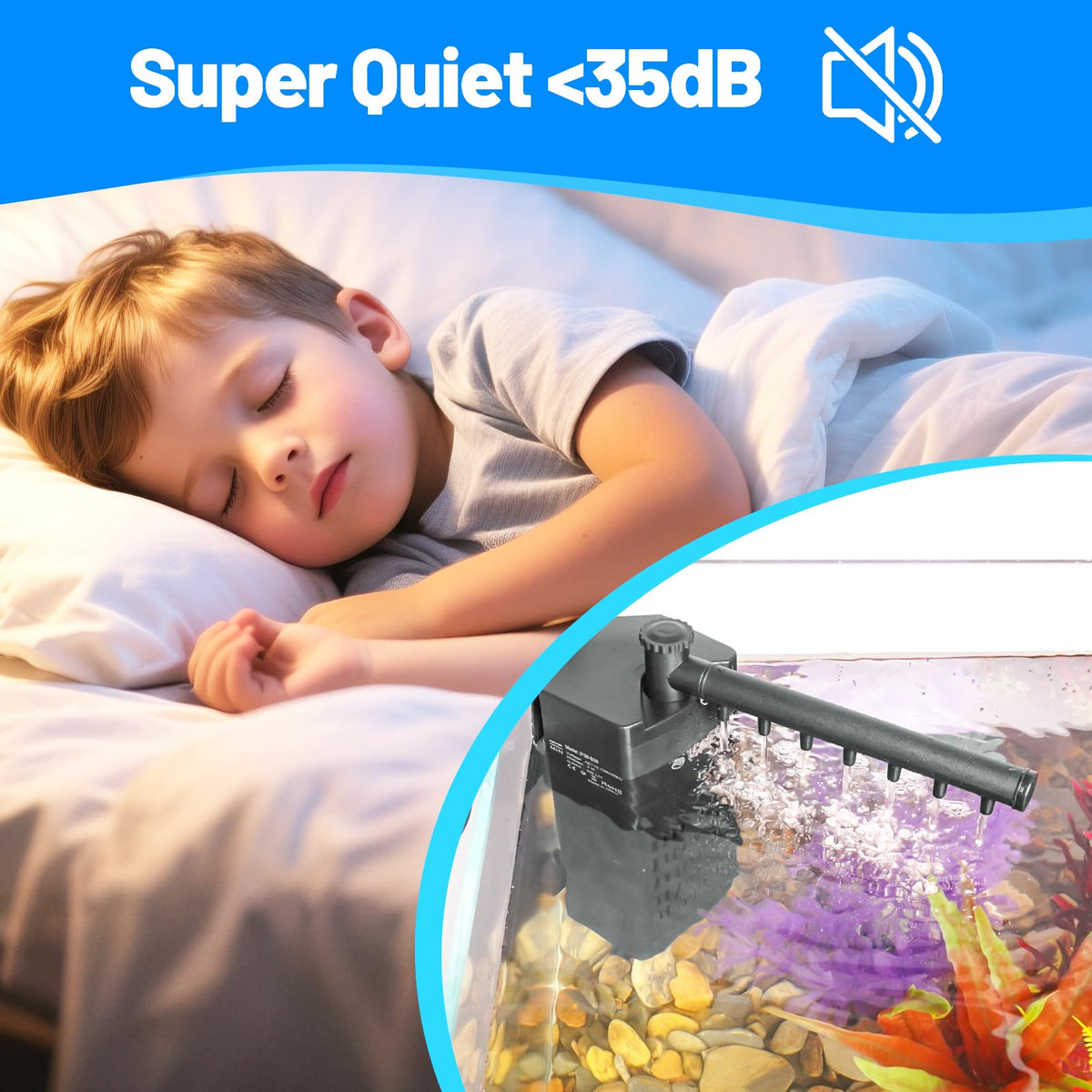 Aquarium Filter for Up to 10 Gallons (80GPH-4W)