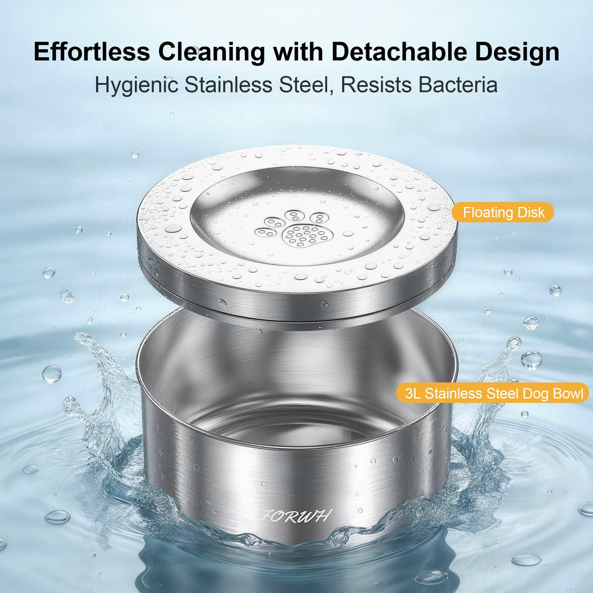 304 Stainless Steel Dog Water Bowl No Spill (Stainless)