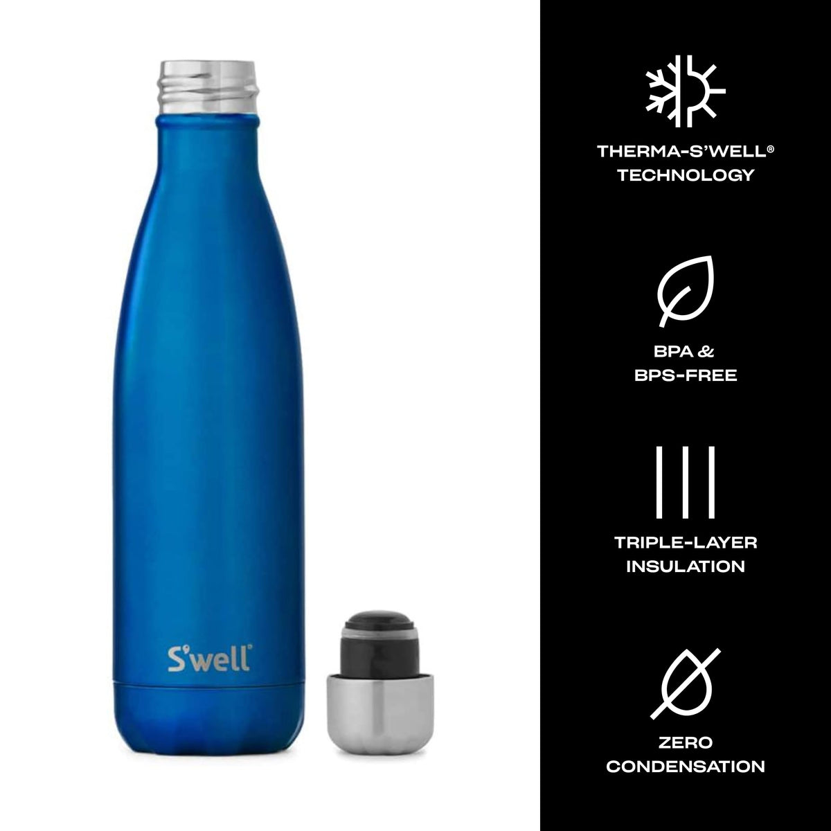 Stainless Steel Water Bottle 17 oz Ocean Blue (Ocean Blue / 17 Ounces)