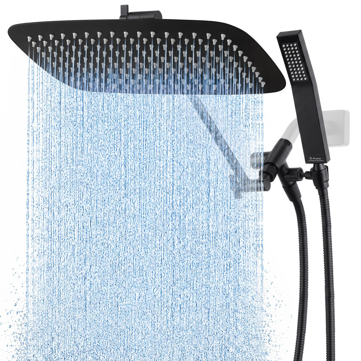 All Metal 16" Rain Shower Head with Handheld for Bathroom Upgrade (16 Inches / Matte Black)