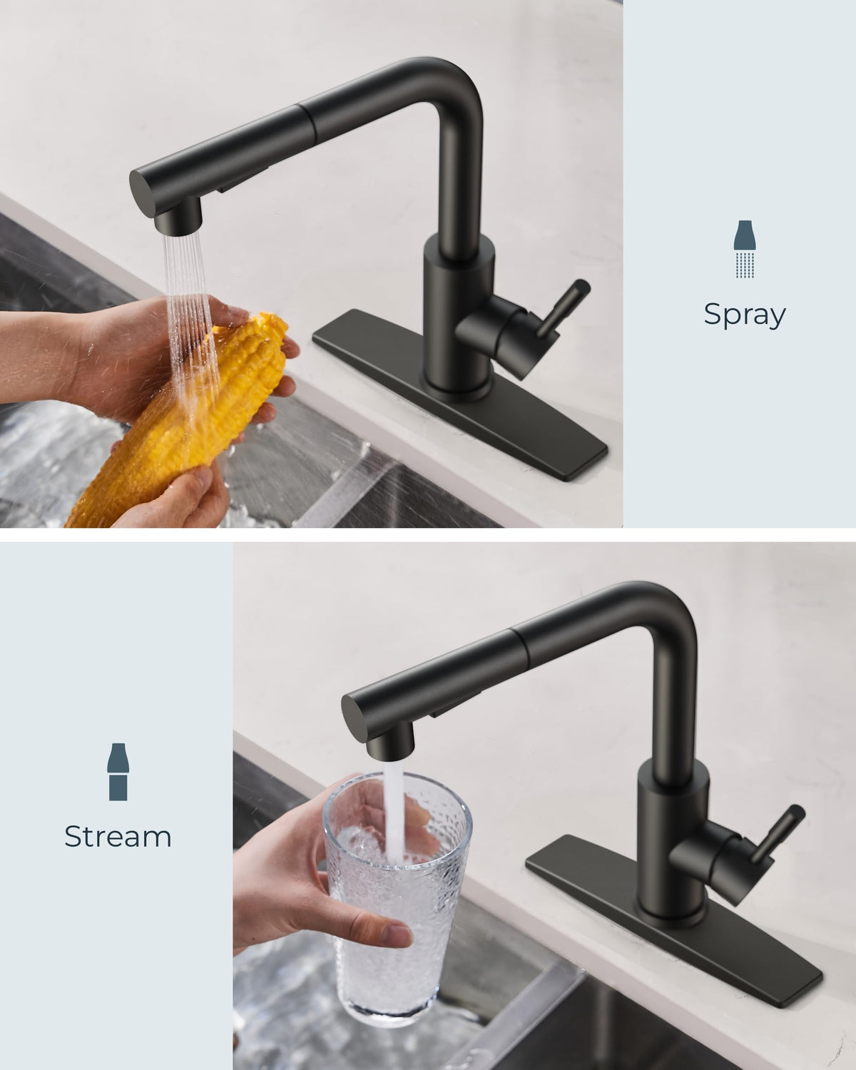 Kitchen Faucet with Soap Dispenser (Matte Black)