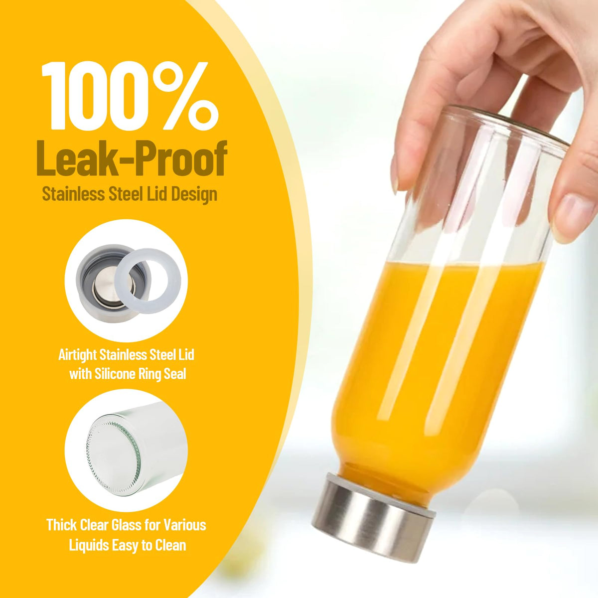 10 oz Glass Juice Bottles (Clear Glass Bottle 6 Pack / 10 Ounces)