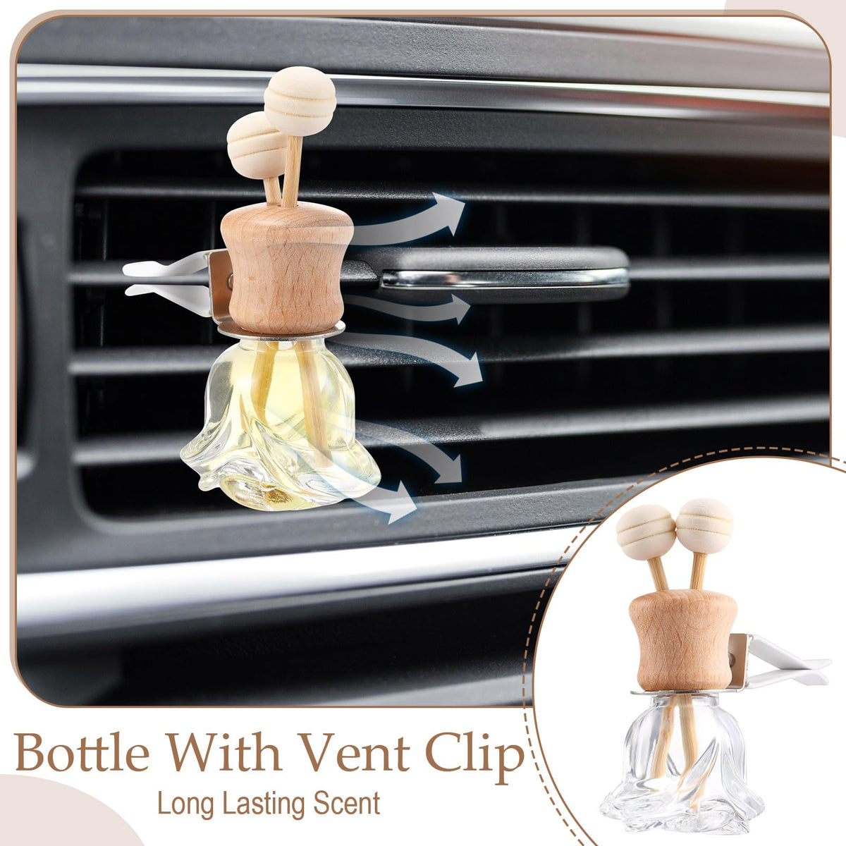 30 Pack Air Freshener Car Diffuser Bottles 8 ml Vent Clip (Flower)