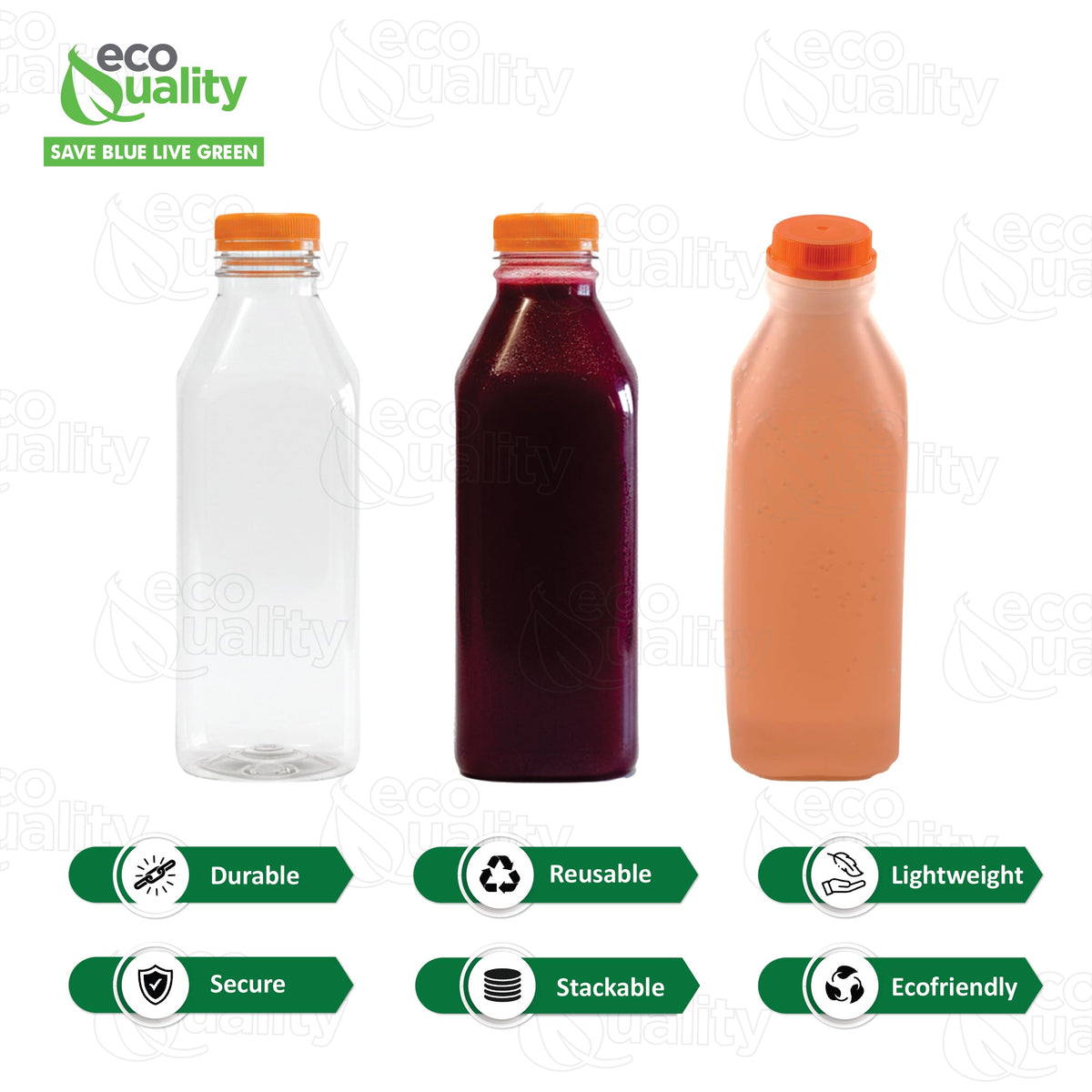 Empty Plastic Juice Bottles with Tamper Evident Caps 32 OZ