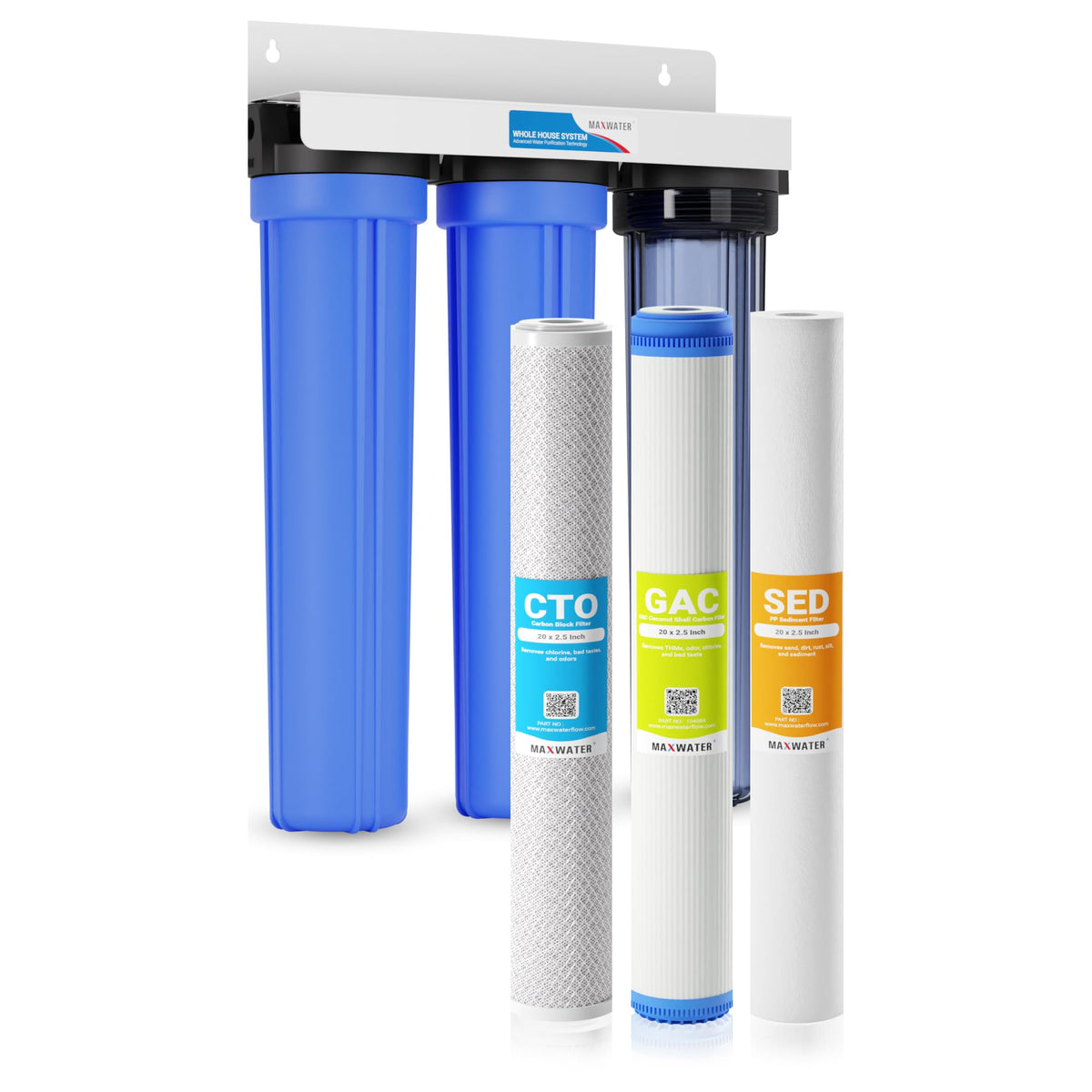 3 Stage 20 x 2.5 Whole House Water Filtration System