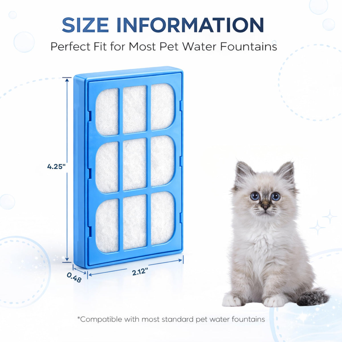 Replacement Water Filter Cartridges Compatible with Cat Mate & Dog Mate Fountains (Blue (Pack of 6))