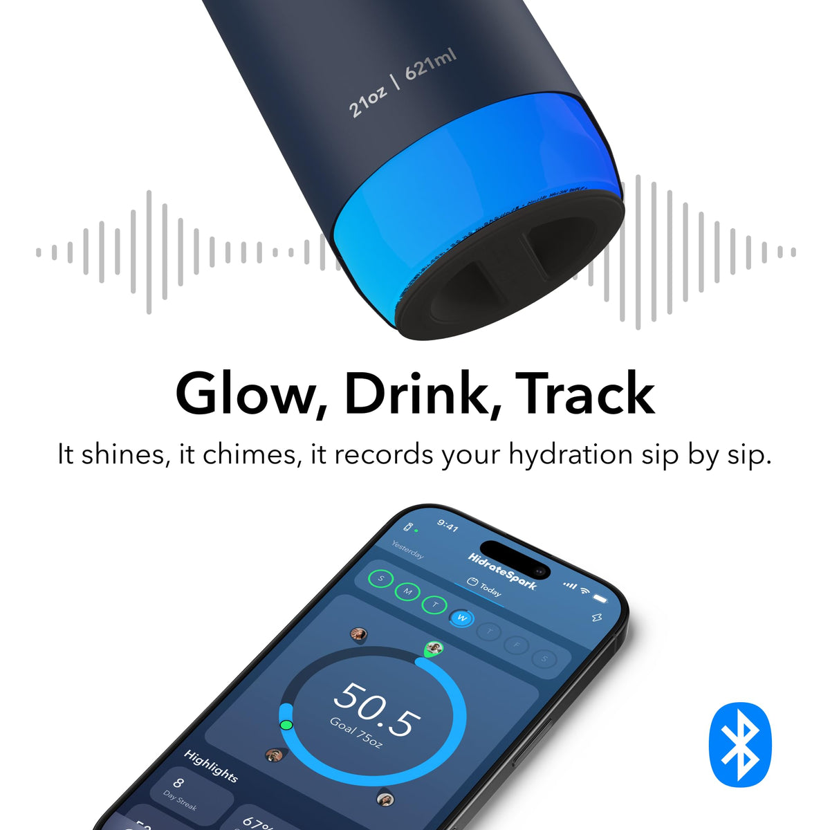 HidrateSpark PRO 2 21 oz Chug (21 Ounces / Navy)