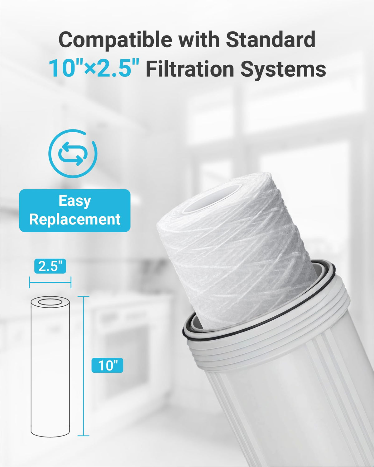 String Wound Sediment Filter for 3M® Aqua (6 Count (Pack of 1))