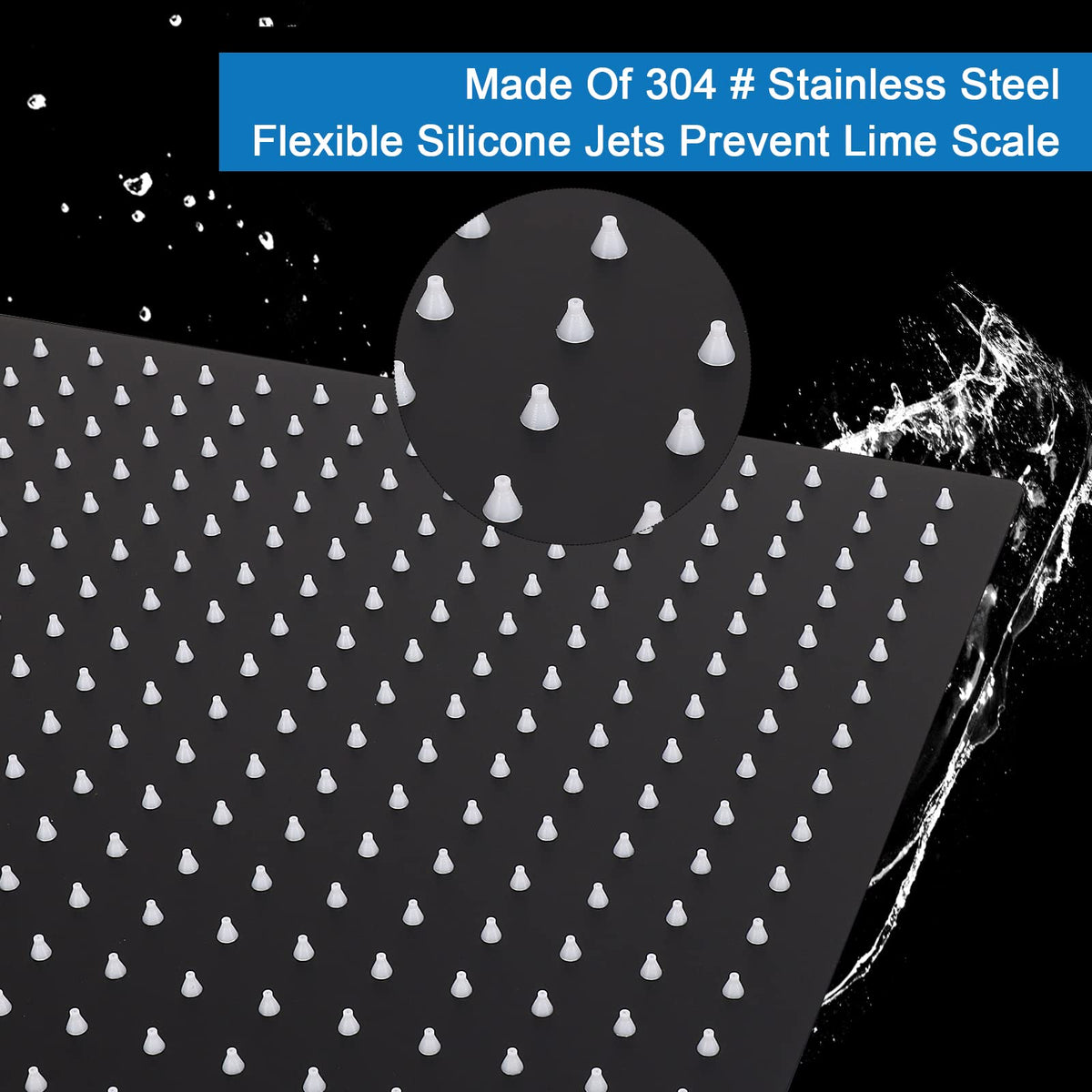 Shower Head with Extension Arm (16'' Shower with 20'' Arm / Matte Black)