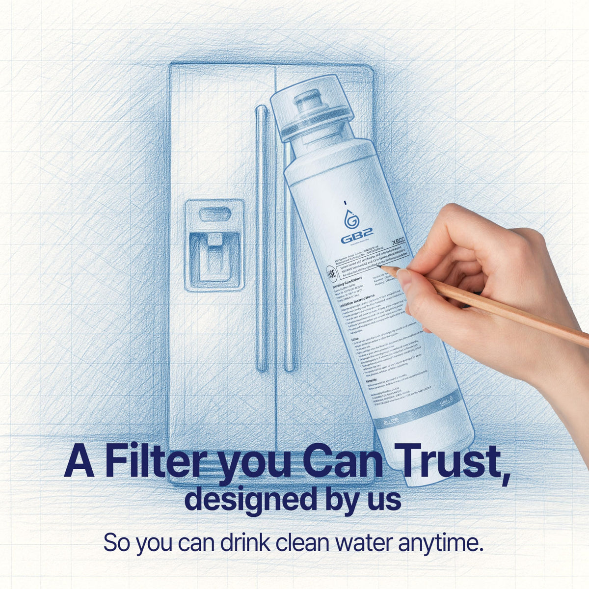 GB2 DW2053FR 10 Premium Refrigerator Water Filter