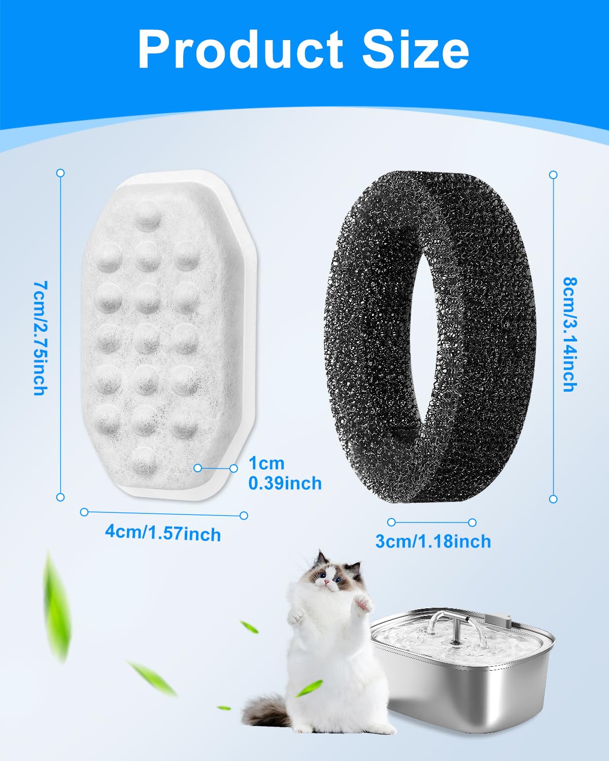 Pet Water Fountain Filters Fit for Rellaty & Fit for Neareal 3.2L