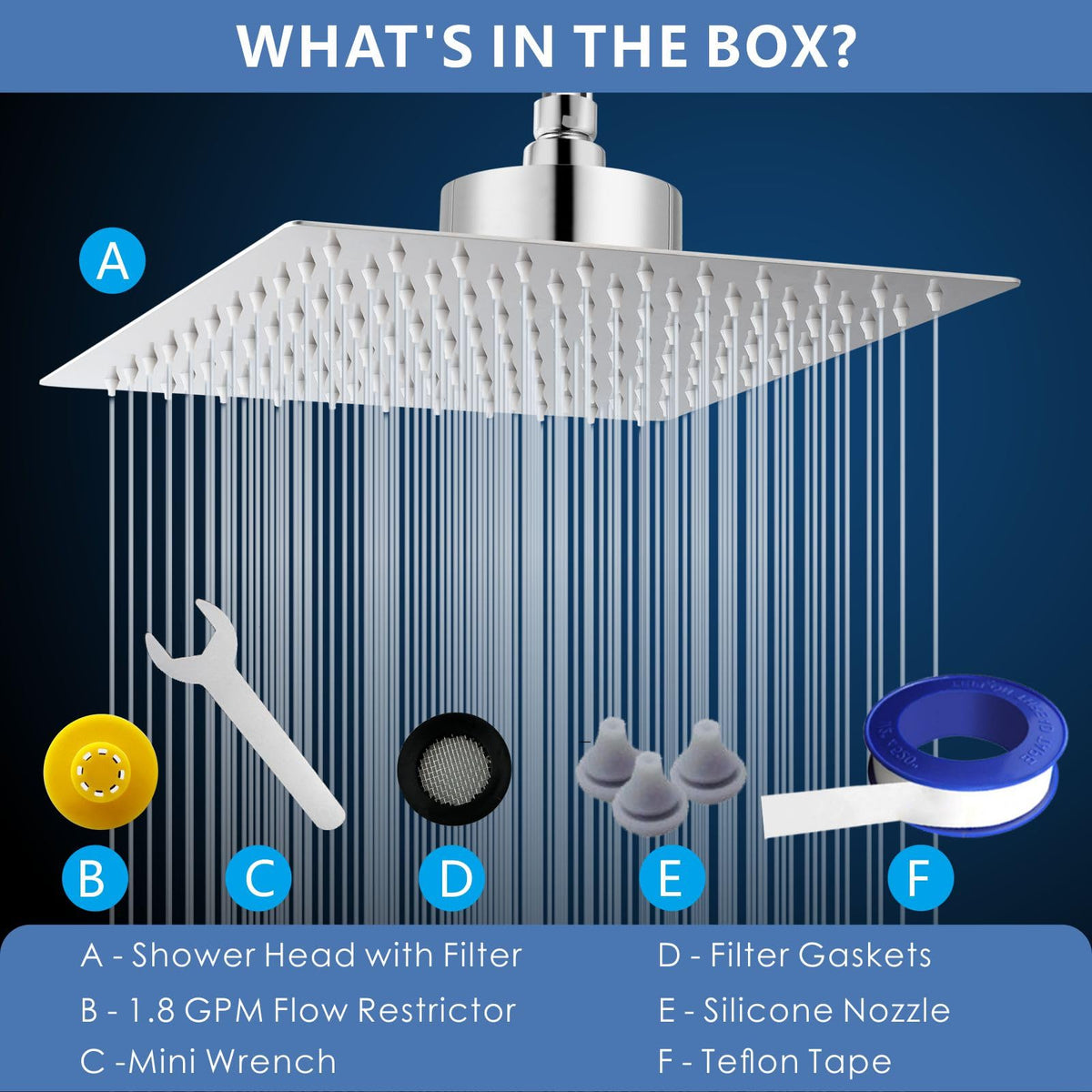 Rain Shower Head with Filtered (Chrome / 8 Inch)
