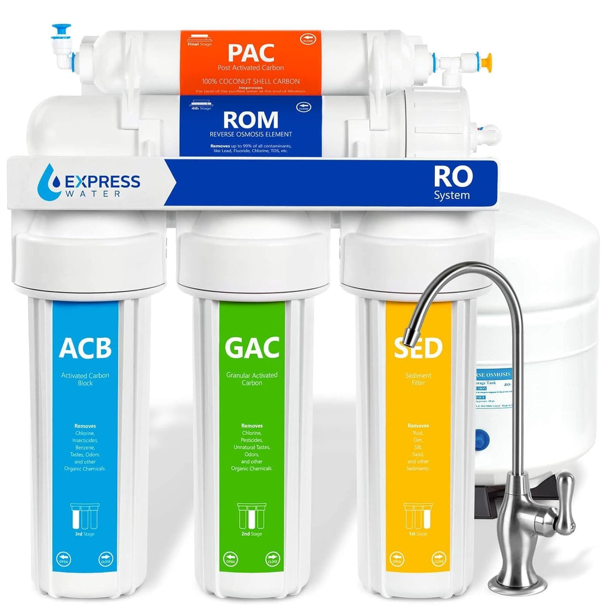 RO10D, 5-Stage Reverse Osmosis Water Filter System, 100 GPD (Traditional RO)