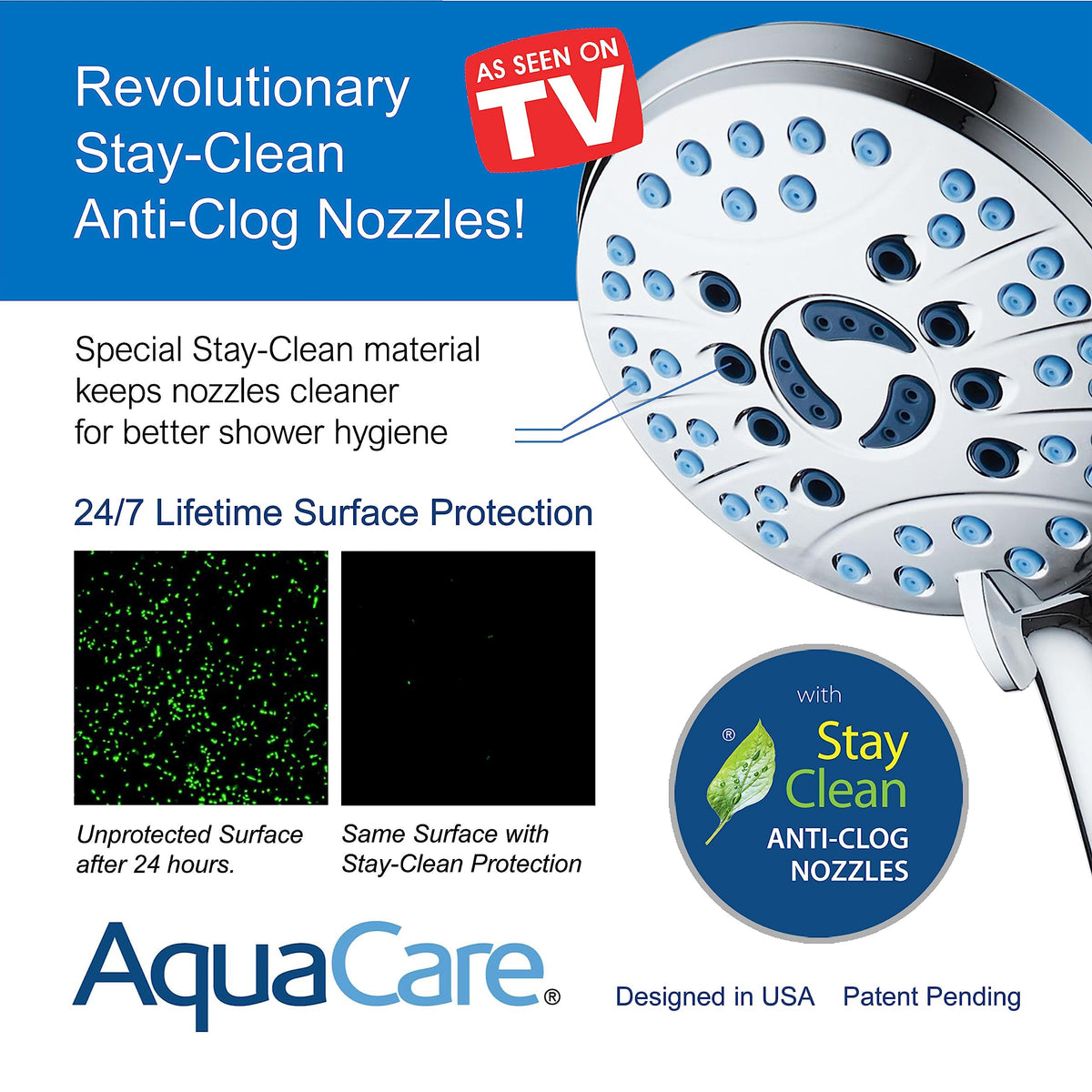 AquaCare 8 mode High Pressure Handheld Shower Head with 2 (2.5 Gallon Per Minute / Premium Chrome)