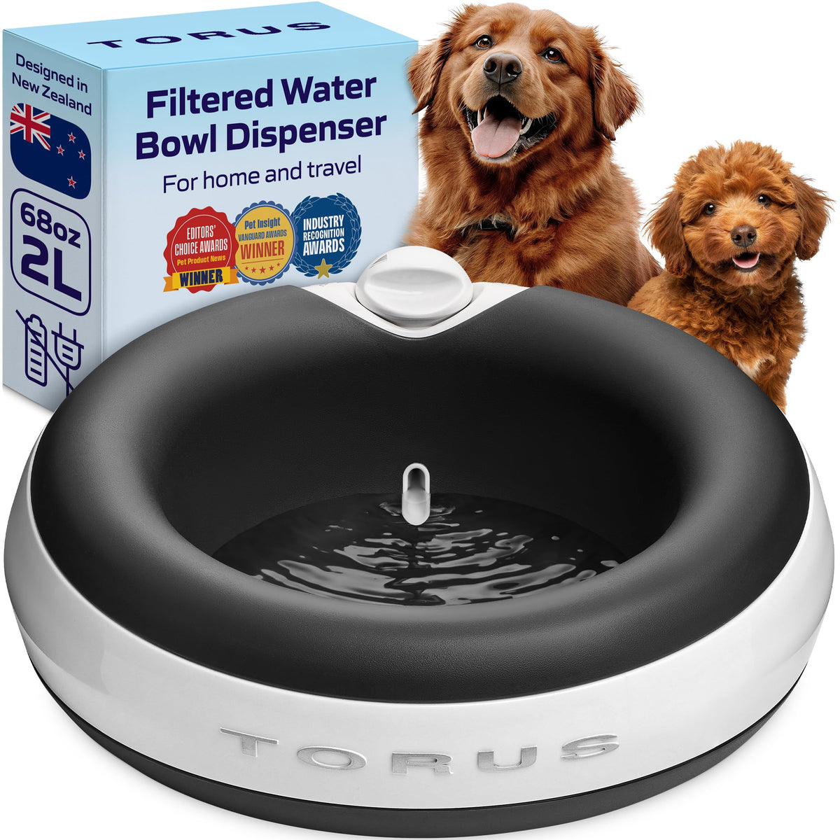 Filtered Portable Dog Water Dispenser (Shadow Pup / Maxi (68 oz / 2L))