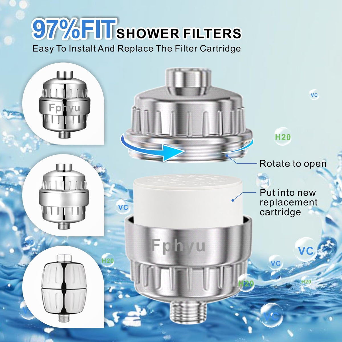 4 Pack 20 Stage Upgraded Shower Filter Replacement Cartridge