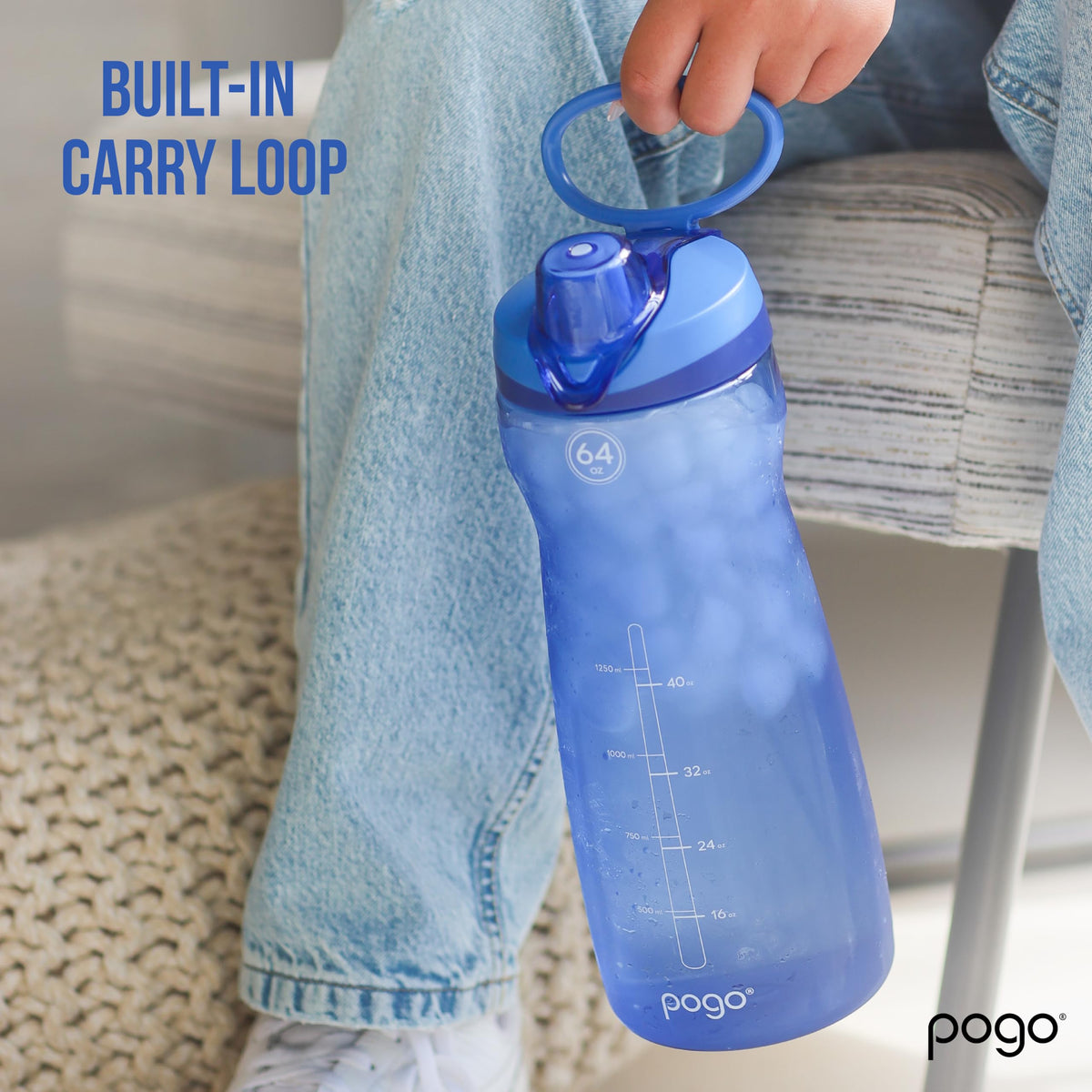 64oz Plastic Water Bottle with Chug Lid and Carry Loop (Lilac / 64 Ounces)
