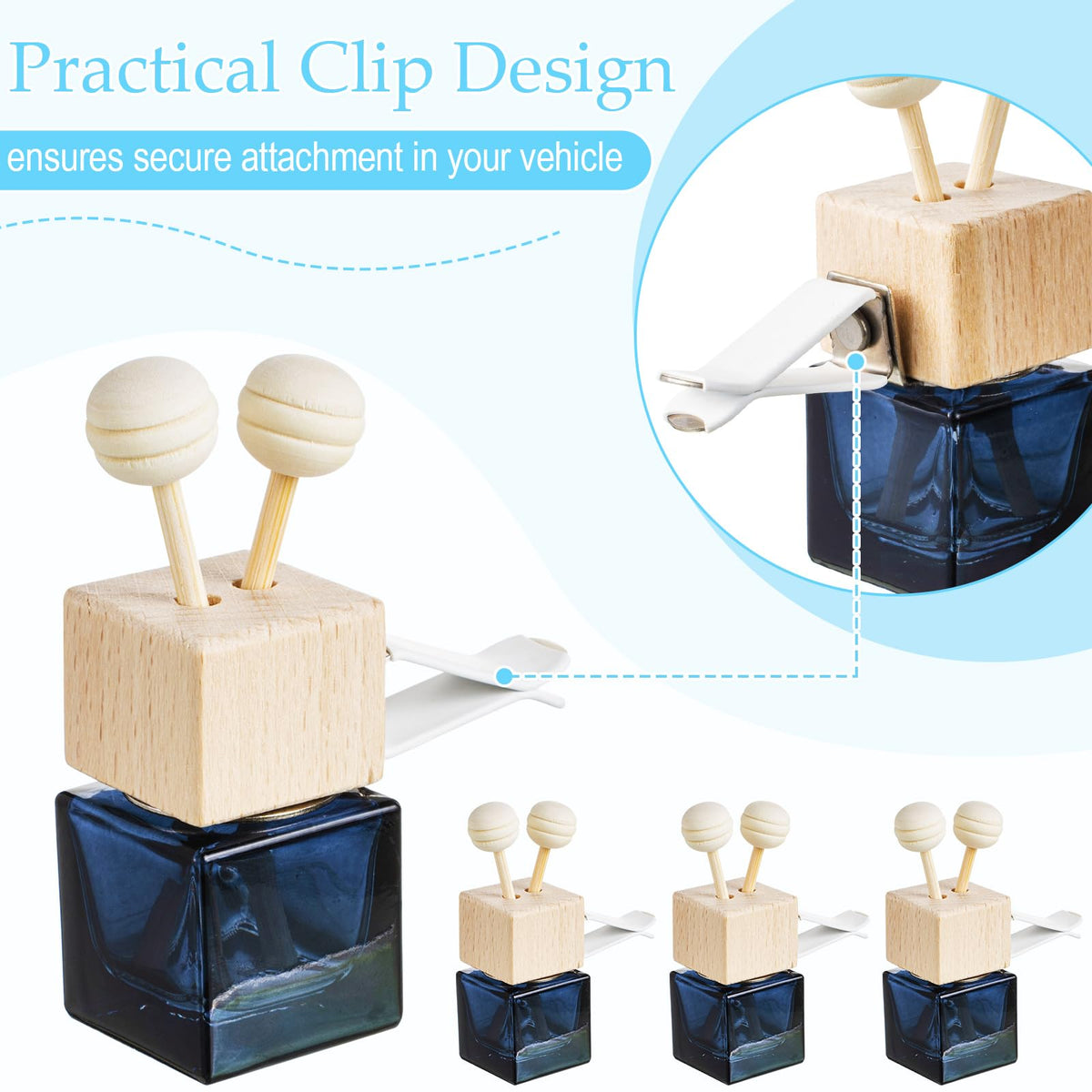 60 Pcs Car Diffuser Vent Clip Empty Diffuser Bottle (Gradient Black)