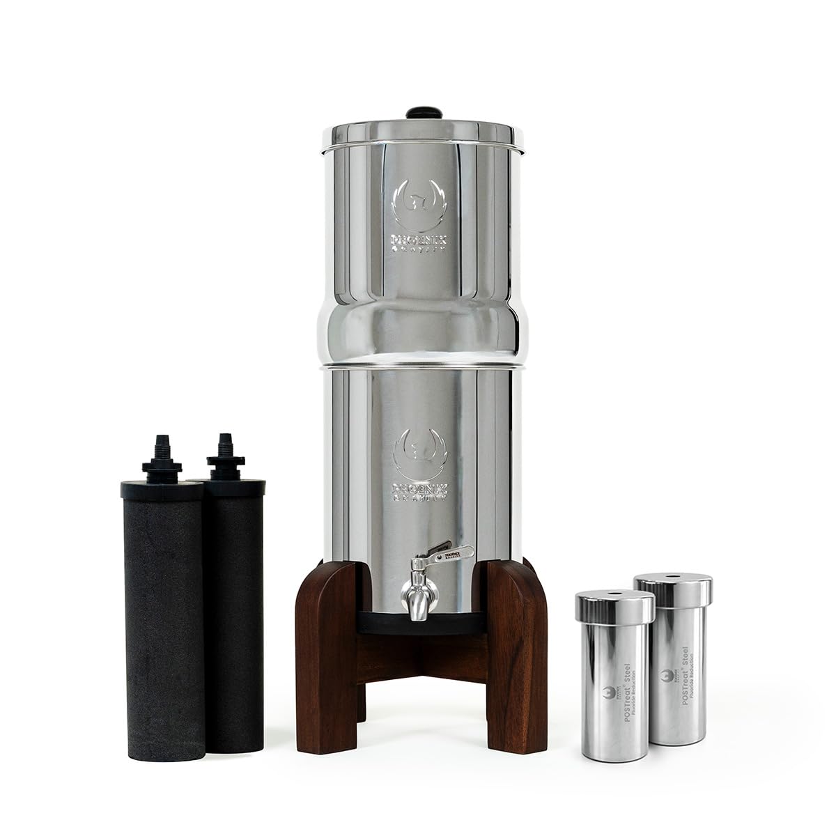 1.5G Water Filter System with Teak Stand & Fluoride Filters (1.5 gallons / Fluoride System with Wood Stand)