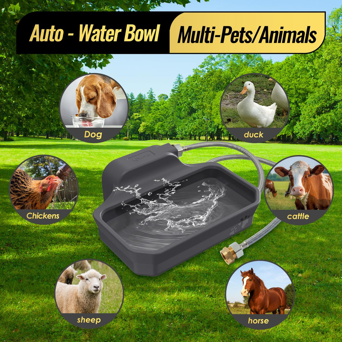 135OZ Automatic Water Dispenser for Large Dogs Patented Outdoor Dog Water Bowl Dispenser Automatic Dog Feeder Fit 3 (Grey / 135oz)