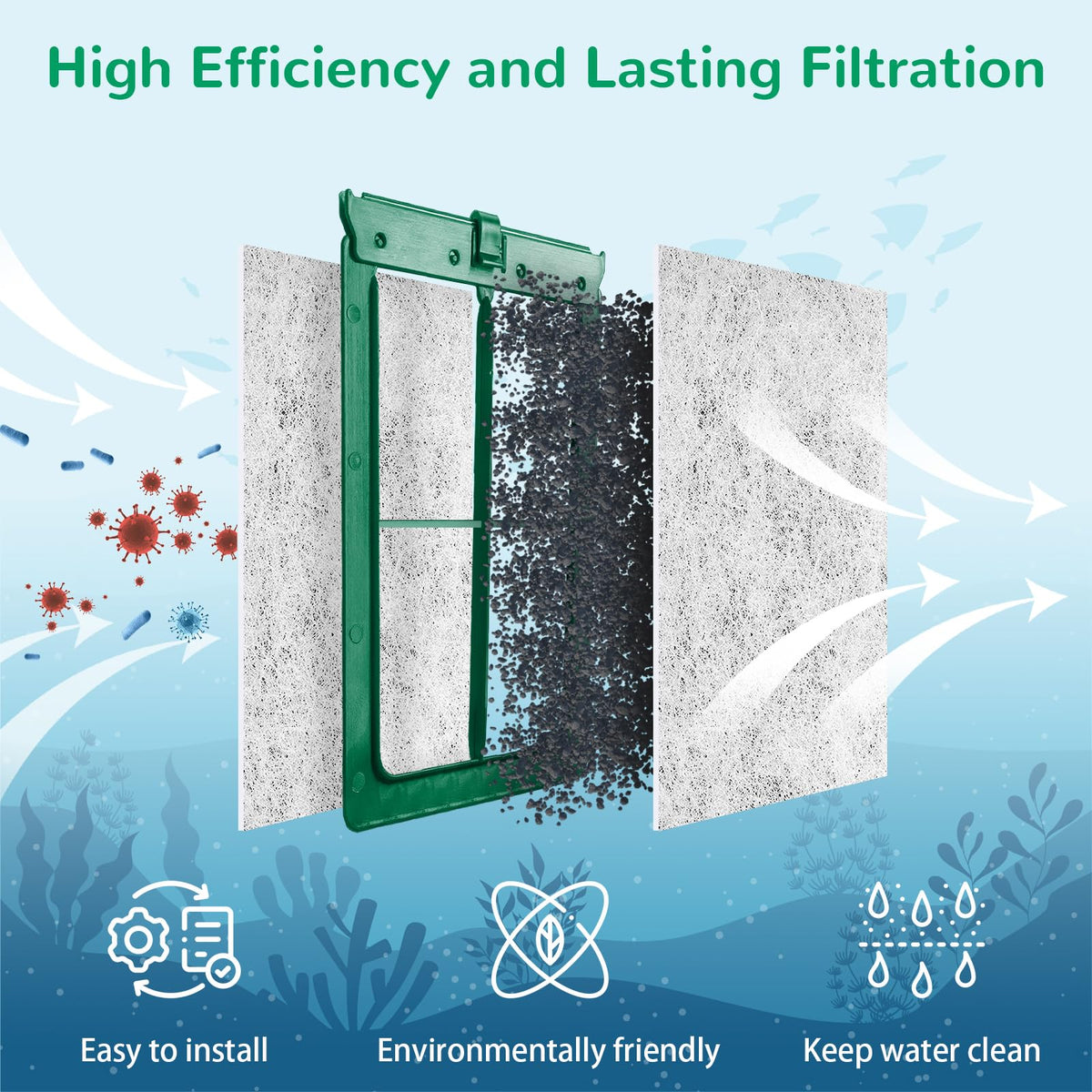 Aquarium Filter Cartridge for Whisper Bio Bag Power Filters (Medium, 9-pack)