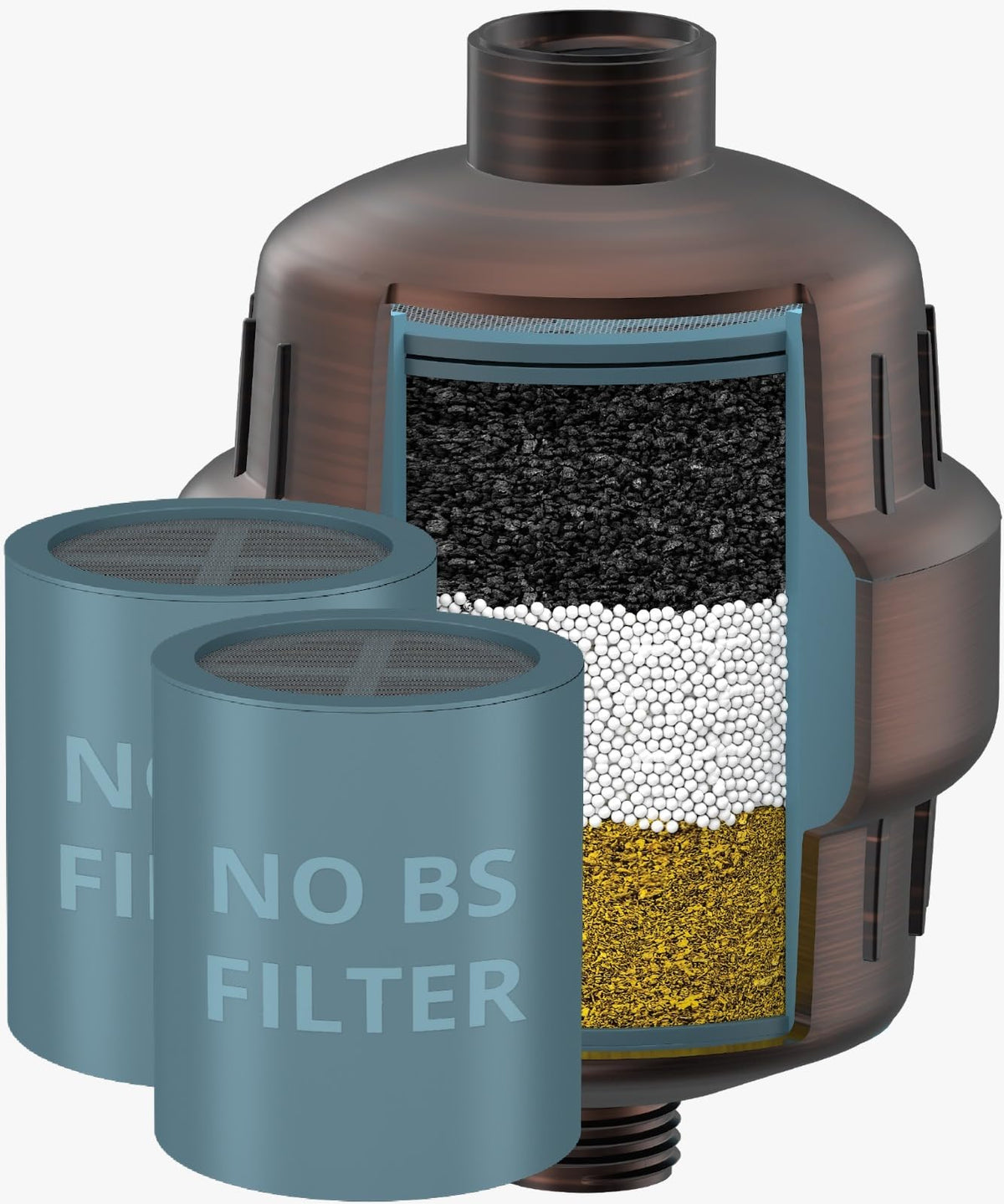 Shower Filter Extra Cartridge for Hard Water Chlorine Heavy Metals (Bronze)