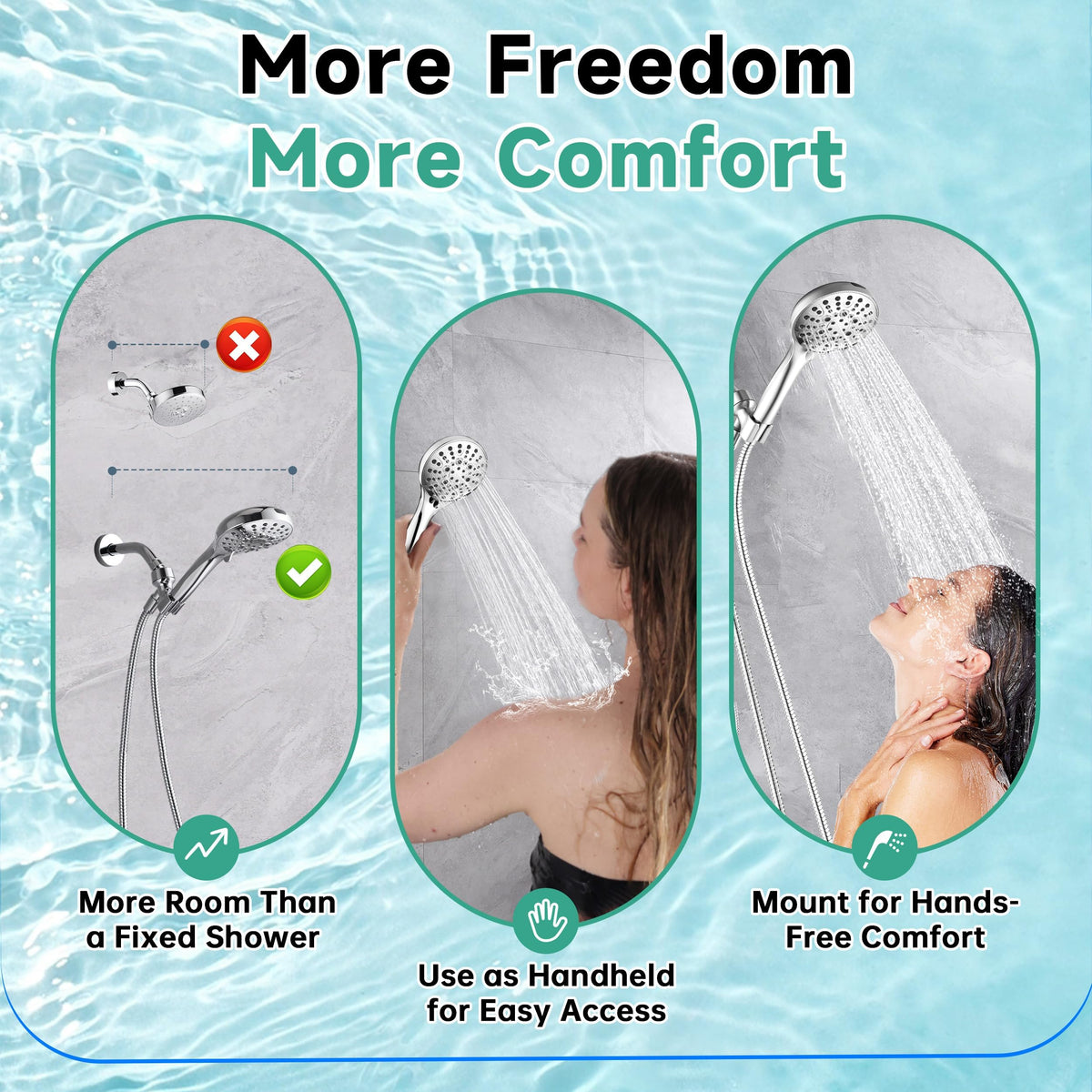 High Pressure Shower Head with Handheld (1.8 GPM | 9 Modes / Chrome)