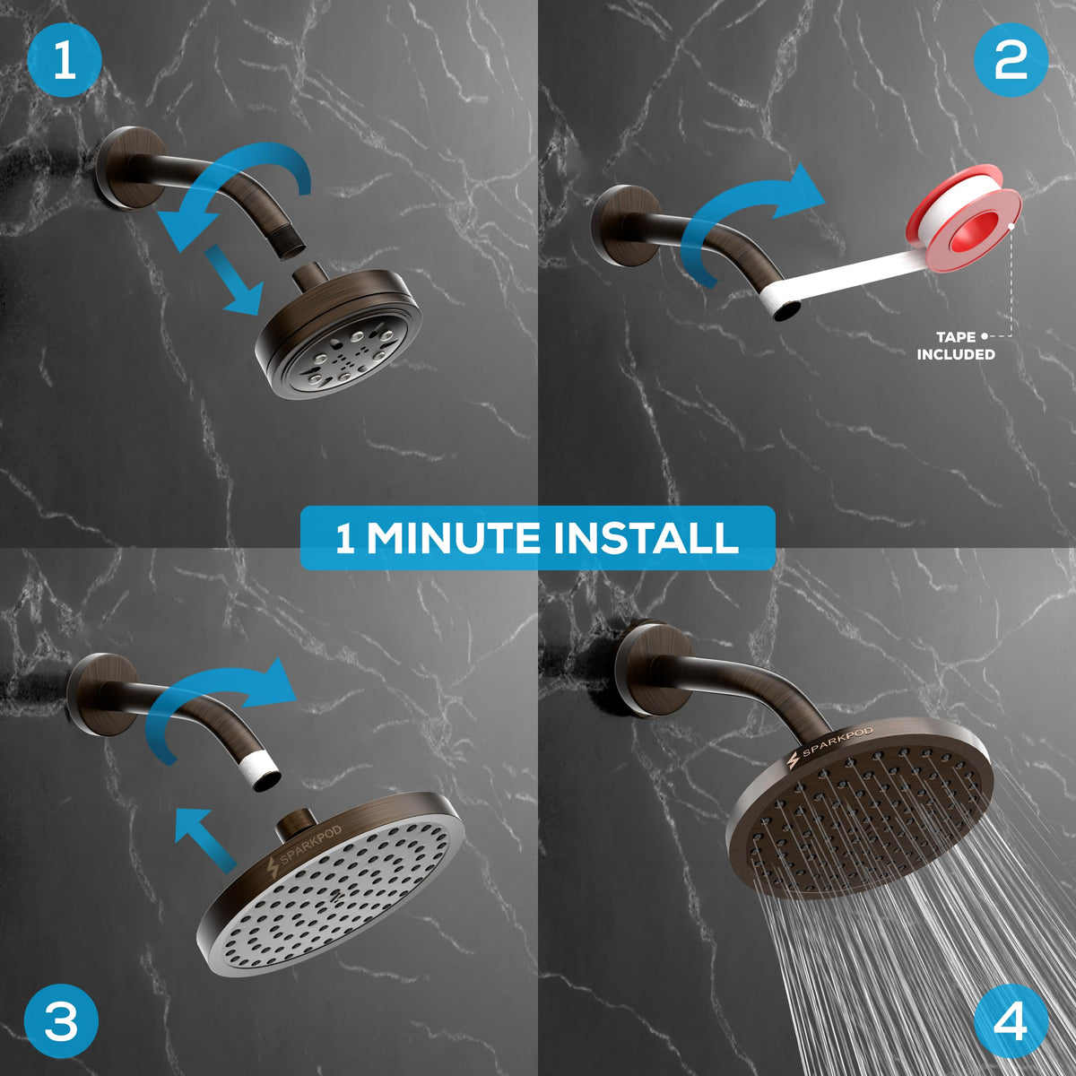 Rain Shower Head (8 Inch Round / Vintage Oil Rubbed Bronze)
