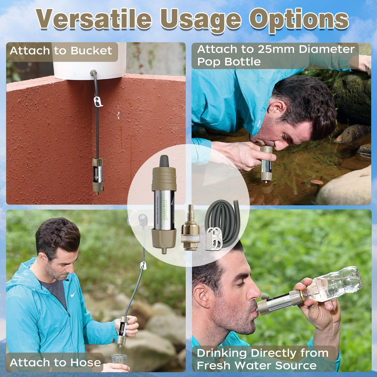 L630 Portable Water Filter with Upgraded Vacuum Packaging (2 Pack Vacuum Pack with Bucket Connectors)