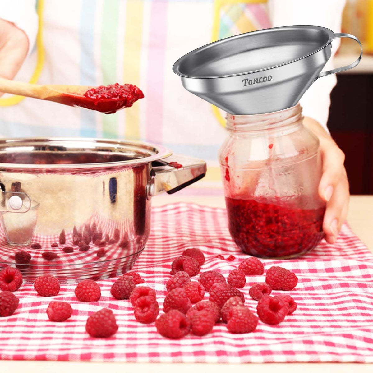 5 Inch Stainless Steel Funnel with Strainer and 200 Fine Mesh Filter
