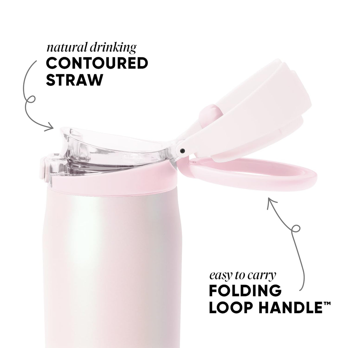 Water Bottle with Straw & Handle (30 Ounces / Pearl: Coconut)