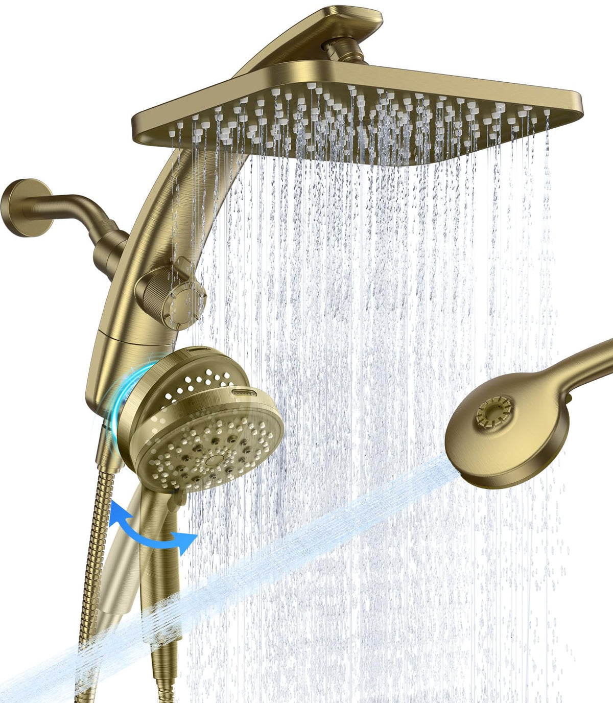 12" Brushed Gold Shower Head with Handheld (Brushed Gold / 12inch)