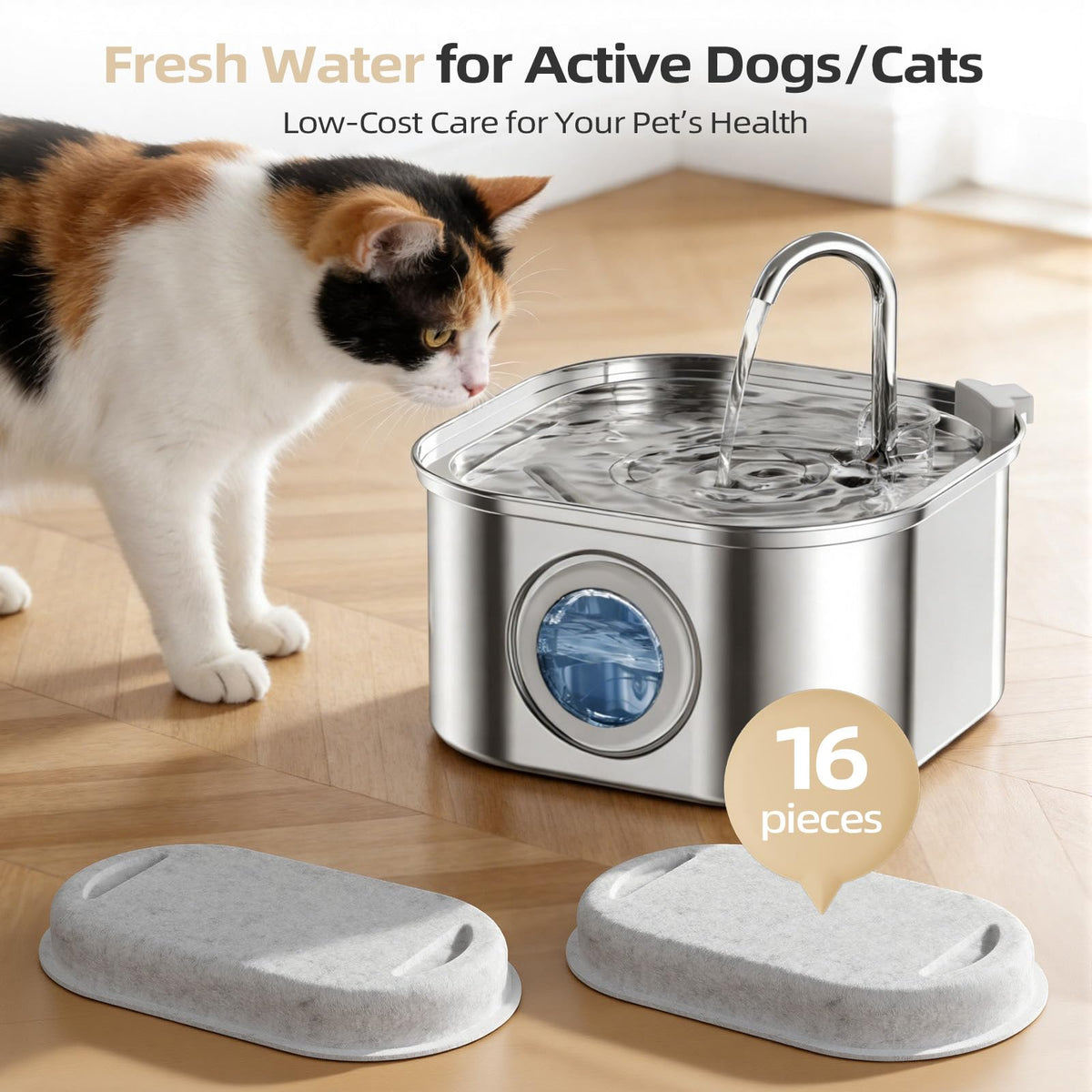 Cat Water Fountain Filter Compatible with Stainless Steel Dispenser