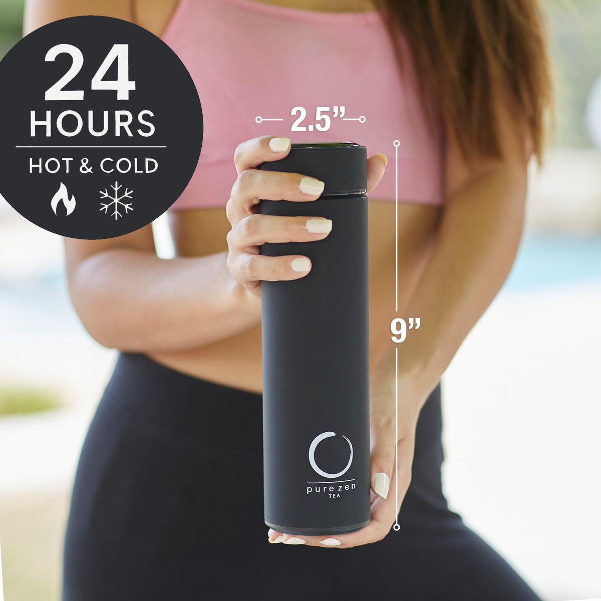 Insulated Tea Infuser Bottle (Black)