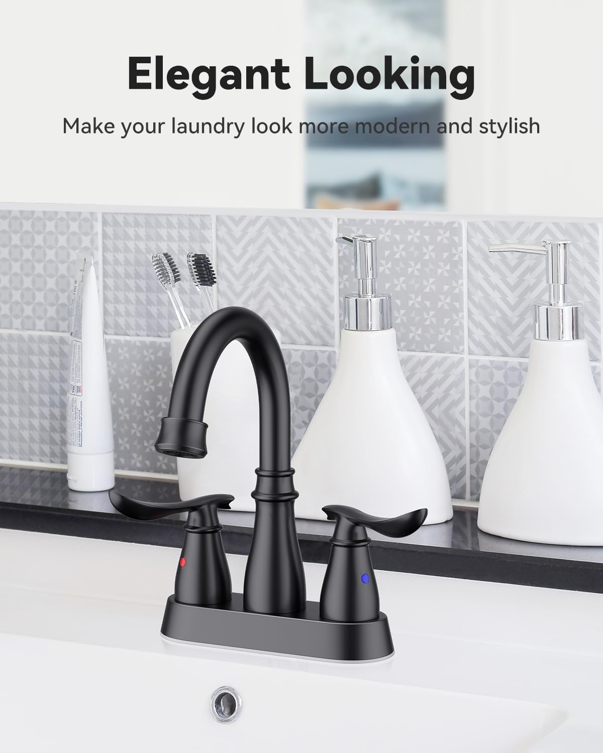 4 Inch Centerset Laundry Faucet (Matte Black)