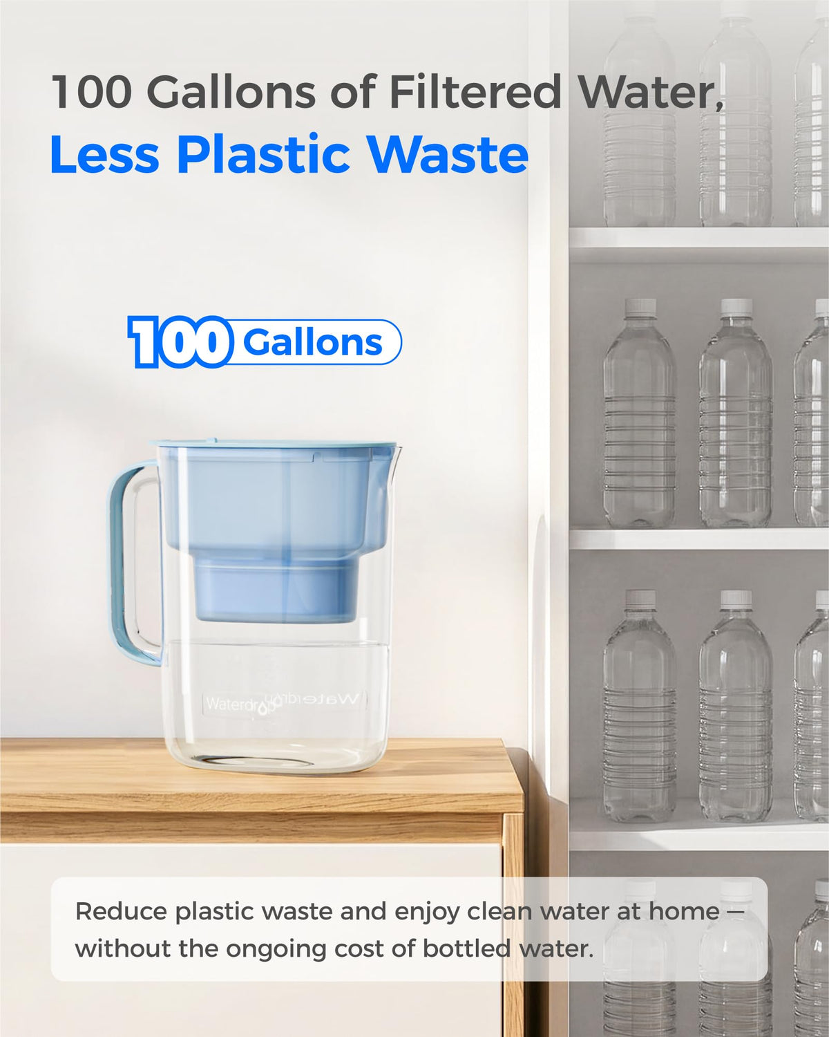 PT-07B-A Alkaline Water Filter Pitcher, 10-Cup, Up to pH 9.5 (Azure / Alkaline)
