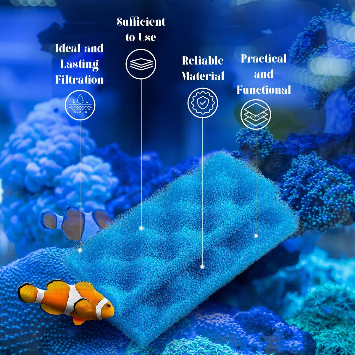 6 Pcs Aquarium Filters Bio Sponge Sets Compatible with Fluval 206 (206/207)